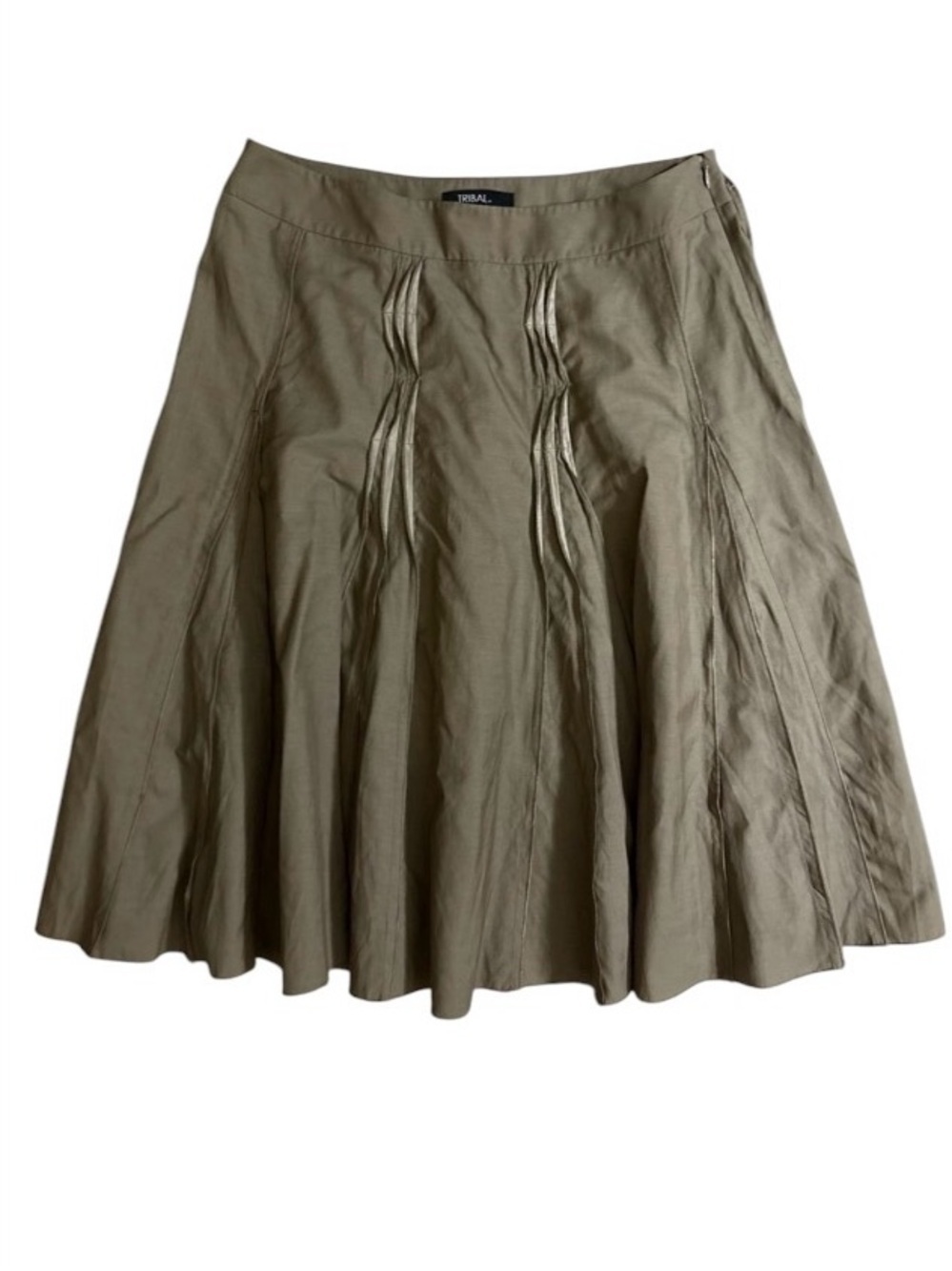 TRIBAL Fit & Flare Skirt Size 8 Olive